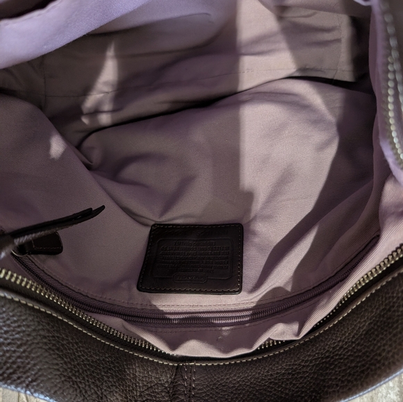 COACH F15064 Brown Duffle Bucket Pebbled Leather Shoulder Bag Purse - Picture 15 of 16